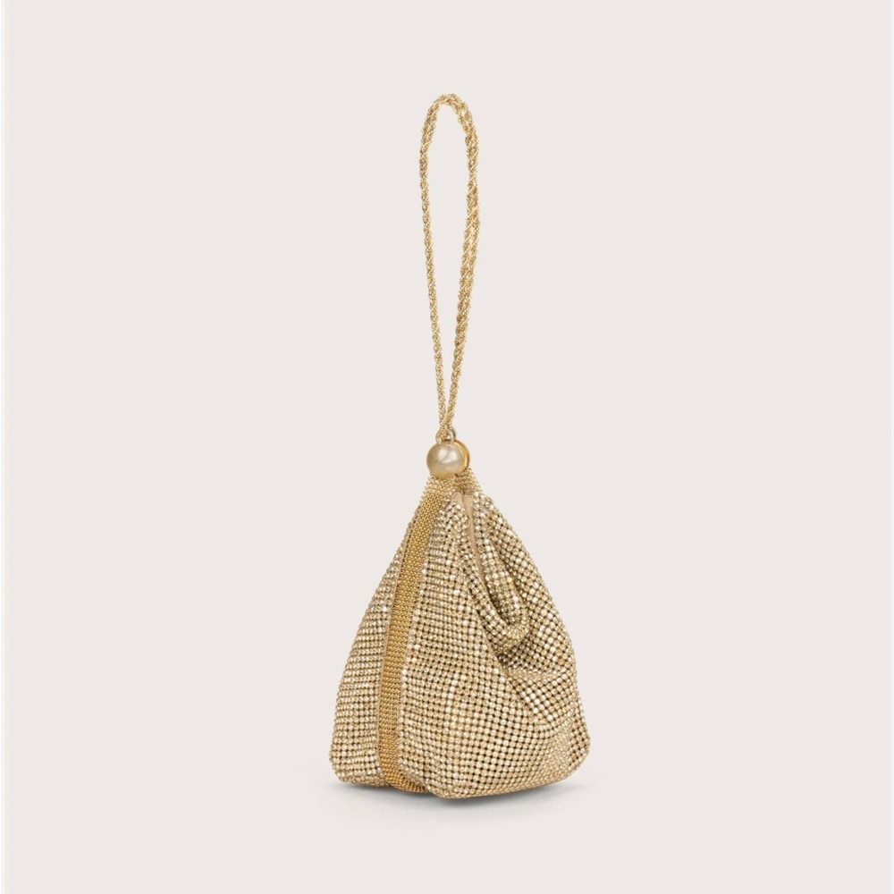 Cult Gaia Gold Mesh Wristlet Bag